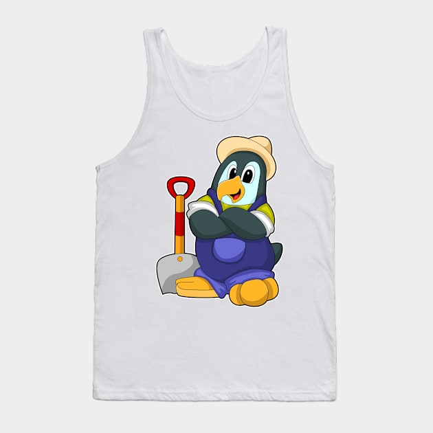 Penguin as Farmer with Shovel Tank Top by Markus Schnabel